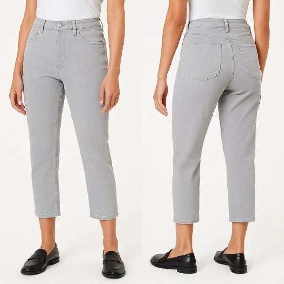 LOFT Ann Taylor High Waist Straight Crop Jeans Womens 26/2 Gray Denim Casual - Picture 2 of 11